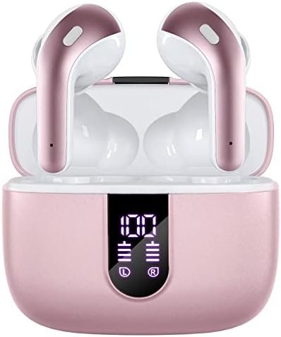 TAGRY Bluetooth Headphones True Wireless Earbuds 60H Playback LED Power Display Earphones with Wireless Charging Case IPX5 Waterproof in-Ear Earbuds with Mic for TV Smart Phone Laptop Computer Sports