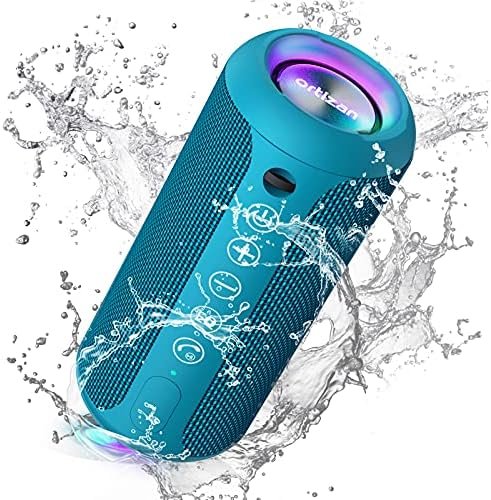 Ortizan Portable Bluetooth Speakers, IPX7 Waterproof Wireless Outdoor Speaker with 24W Loud Stereo Sound And Bluetooth 5.3, Deep Bass, RGB Lights, Dual Pairing, 30H Playtime for Home, Party