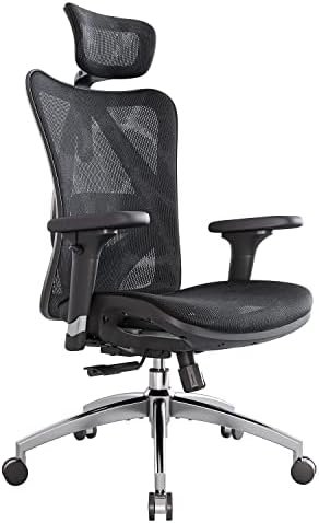 SIHOO M57 Ergonomic Office Chair with 3 Way Armrests Lumbar Support and Adjustable Headrest High Back Tilt Function Black