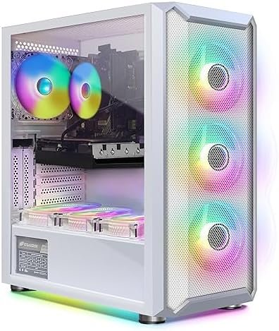 STGAubron Gaming Desktop PC, Intel Core i7-6700 up to 4.0G, 32G DDR4, 1T SSD, GeForce RTX 3060 Ti 8G GDDR6, 600M WiFi, BT 5.0, RGB Fan x 7, RGB Keyboard & Mouse & Mouse Pad, RGB BT Sound Bar, W10H64