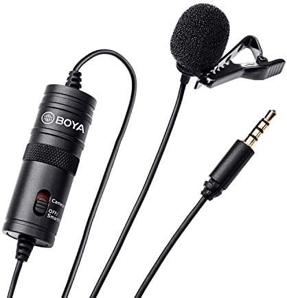 BOYA BY-M1 3.5mm Electret Condenser Microphone with 1/4″ adapter for Smartphones iPhone DSLR Cameras PC