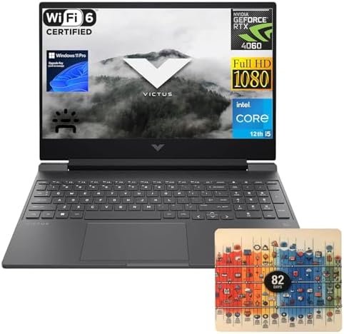 HP Newest 15.6 inch 144Hz Gaming Laptop, Intel i5-12500H (12-cores, up to 4.5GHz, Beat i7 12650H), NVIDIA RTX 4060 GPU, 16GB RAM, 512GB SSD, Windows 11 Pro, WIFI6, Backlit Keyboard