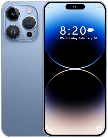 I14 Pro Max Unlocked Cell Phone,Long Battery Life 6.82″ HD Screen Unlocked Phones,Android13 6+256GB Smartphone with 128G Memory Card,Dual SIM/Fingerprint Lock/Face ID/GPS (Black) (Blue)