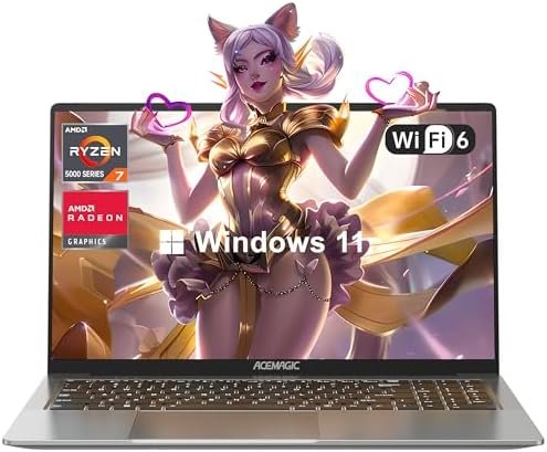 2024 Newest Gaming Laptop with Backlit Keyboard, 16.1-inch FHD Display Laptop with AMD Ryzen 7 5700U Processor(8C/16T), 16GB RAM 512GB ROM Laptop Computer, Support WiFi 6, 53Wh Battery