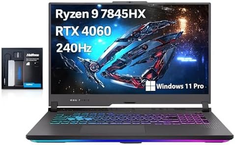 ASUS ROG Strix G17 17.3″ QHD 240Hz Gaming Laptop, AMD Ryzen 9-7845HX, 64GB DDR5 RAM, 4TB PCIe SSD, NVIDIA GeForce RTX 4060, RGB Backlit Keyboard, Win 11 Pro, Gray, 128GB Hotface Extension Set