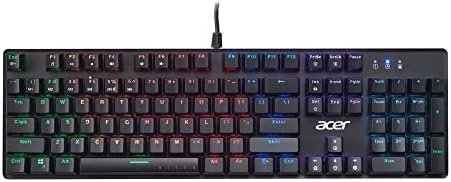 Acer Nitro Gen 2 Wired Gaming Keyboard – RGB Illuminated Keyboard | 100% Anti-Ghosting (N-Key Rollover) | Mechanical Axis | Ergonomic Arc Keycaps | Embedded Multimedia Keys