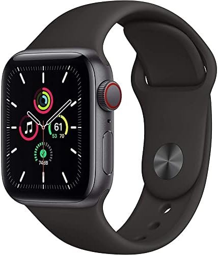 Apple Watch SE (GPS + Cellular, 44mm) - Space Gray Aluminum Case with Black Sport Band (Renewed)