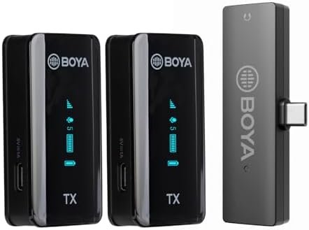 BOYA BY-XM6-S6 Wireless Lavalier Microphone for Android iPhone 15 PC Laptop, Noise Reduction, USB Type-C Video Microphone for YouTube Facebook Live Stream Podcast Interview Vlog, 7H Battery