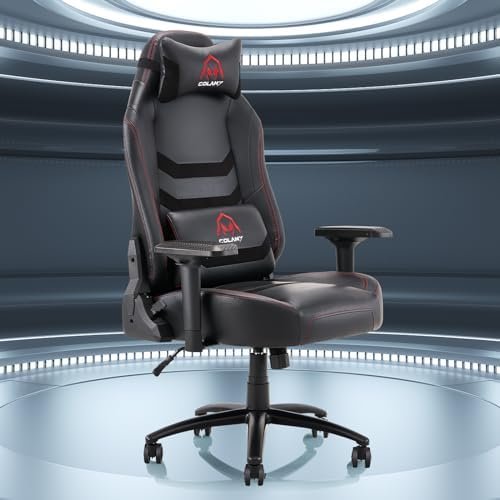 COLAMY Big and Tall Gaming Chair 400lbs, Racing Computer Gamer Chair, Ergonomic Office PC Chair with Upholstered Seat, Lumbar Support, 4D Armrest for Adult Teens, 91311-Black