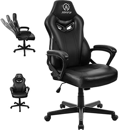 Computer Chair for Adults, 300Lbs Ergonomic Office PC Chair with Lumbar Support（Black-Leather）