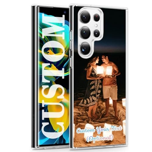 Custom Photo Phone Case, Personalized Gifts for Samsung Galaxy S24 S23 S21 FE S22 Plus S21 Ultra S20 A13 A23 A33 5G M52 Ultra A14 A54 A03S A53 Full Series, Customized Make Your Own Men Women Cases