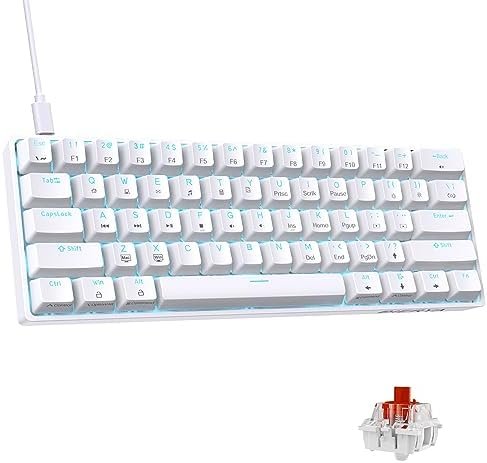 DIERYA DK61SE 60% Mechanical Gaming Keyboard, 61 Keys Anti-Ghosting, LED Backlight, Detachable USB-C, Ultra-Compact Mini Wired Keyboard with Quiet Red Linear Switch for Windows Laptop PC Gamer Typist