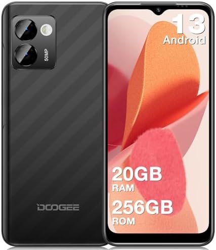 DOOGEE N50 PRO Cell Phone,Android 13 Smartphone,20GB+256GB(1TB TF),6.52" HD+,50MP AI Camera Android Phone,18W Fast Charge,4200mAh Battery Mobile Phones,Face Unlock/OTG-Black