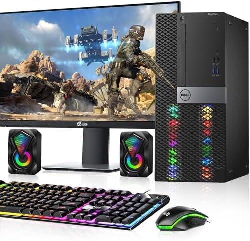 Dell RGB Gaming Tower Computer – Intel i7 6th Gen, NVIDIA GTX 1050 Ti 4GB, 16GB DDR4 Ram, 512GB SSD, New 24 inch LED Screen, Prebuilt Gaming Desktop PC with WiFi & RGB Set, Windows 10 Pro (Renewed)