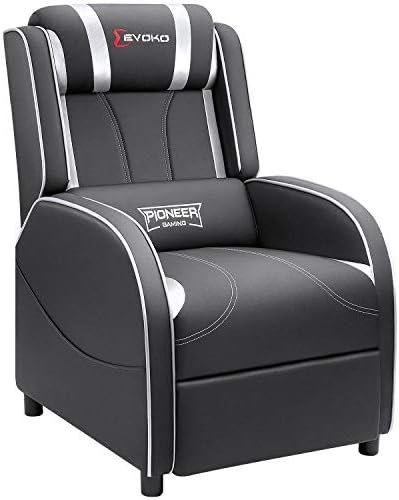 Devoko Massage Gaming Recliner Chair PU Leather Home Theater Seating Single Modern Living Room Sofa Recliners (Silver)