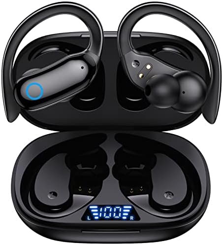 GNMN Bluetooth Headphones Wireless Earbuds 80hrs Playback Ear Buds IPX7 Waterproof Stereo Bass Over-Ear Earphones with Earhooks Microphone LED Battery Display for Sports/Workout/Gym/Running Black GNMN Bluetooth Headphones Wireless Earbuds 80hrs Playback Ear Buds IPX7 Waterproof Stereo Bass Over-Ear Earphones with Earhooks Microphone LED Battery Display for Sports/Workout/Gym/Running Black