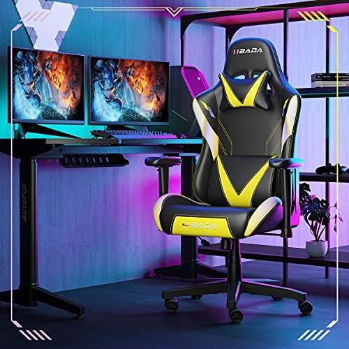 Hbada Gaming Chair Ergonomic Racing Computer with Height Adjustment Headrest and Lumbar Support E-Sports Swivel