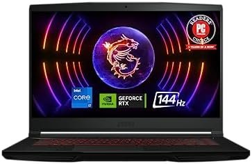 MSI Thin GF63 15.6″ 144Hz Gaming Laptop: 12th Gen Intel Core i7, NVIDIA GeForce RTX 4050, 16GB DDR4, 512GB NVMe SSD, Type-C, Cooler Boost 5, Win11 Home: Black 12VE-066US
