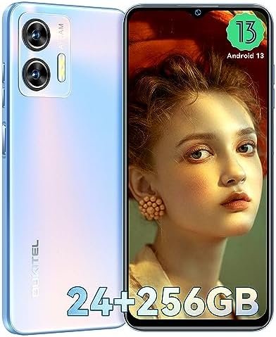 OUKITEL C35 – Cell Phone, 24GB RAM+256GB ROM Android 13 Phone, 50MP+8MP Camera, 6.56″ HD+ Display Unlocked Phones, 5150 mAh Battery Mobile Phones,4G Dual SIM T-Mobile Smartphone, Face ID/GPS, Blue