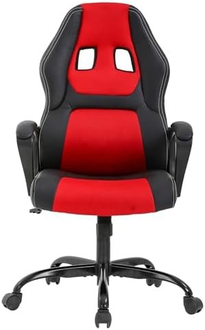 PayLessHere Gaming Chair Ergonomic Office Chair Computer Chair with Lumbar Support Ergonomic Pu Leather Adjustable Height Executive Chair for Women Men and Adults,Red
