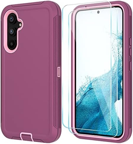 Qinmay for Galaxy A54 5G Case,Samsung Galaxy A54 5G Case with HD Screen Protector (2 Pack),Samsung A54 5G Case Durable Shockproof 3-Layer Heavy Duty Cover for Samsung A54 5G (WineRed Pink) Qinmay for Galaxy A54 5G Case,Samsung Galaxy A54 5G Case with HD Screen Protector (2 Pack),Samsung A54 5G Case Durable Shockproof 3-Layer Heavy Duty Cover for Samsung A54 5G (WineRed Pink)