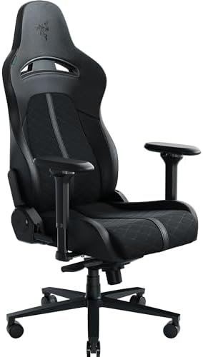 Razer Enki Gaming Chair: All-Day Comfort - Built-in Lumbar Arch - Optimized Cushion Density - Dual-Textured, Eco-Friendly Synthetic Leather - Reactive Seat Tilt & 152-Degree Recline - Black