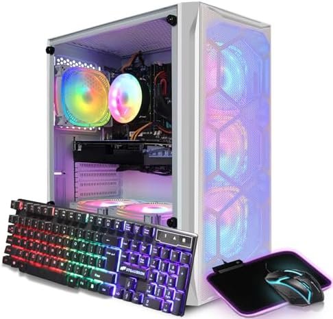 STGAubron Gaming Desktop PC, Intel Core i5 3.2G up to 3.6G, 16G RAM, 512G SSD, Radeon RX 5600 XT 6G GDDR6, 600M WiFi, BT 5.0, RGB Fan x 6, RGB Keyboard & Mouse & Mouse Pad, W10H64 STGAubron Gaming Desktop PC, Intel Core i5 3.2G up to 3.6G, 16G RAM, 512G SSD, Radeon RX 5600 XT 6G GDDR6, 600M WiFi, BT 5.0, RGB Fan x 6, RGB Keyboard & Mouse & Mouse Pad, W10H64