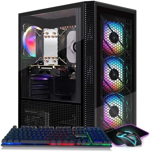 STGAubron-Gaming PC Computer Desktop-RX 550 4GB-Intel i7 Xeon E5 2.8GHz-16GB RAM-512GB SSD WiFi BT-5.0,W10H64, RGB Fanx4, RGB Keyboard & Mouse & Mouse Pad-Gaming Computer Tower-for Gamer,Streaming