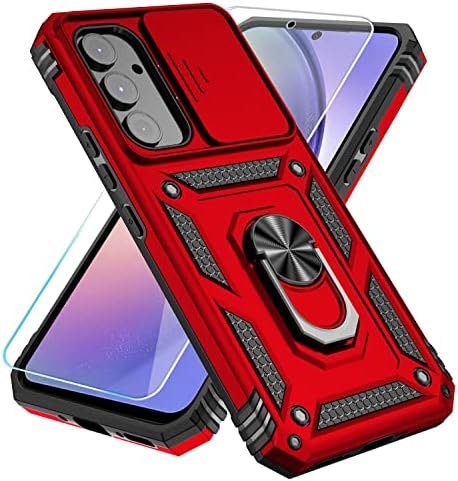 SunStory for Samsung Galaxy A54 5G Case with HD Screen Protector & Slide Camera Cover & Kickstand, Samsung A54 5G Case [Military-Grade] Phone Case for Samsung Galaxy A54 5G (Red)
