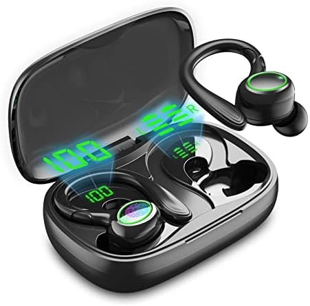 Wireless Earbuds, 60H Playback Bluetooth 5.3 Headphones,Noise Cancelling Wireless Headphones with LED Battery Display, Mics Clear Call, IPX6 Waterproof Bluetooth Earbuds for Workout Sports (BLACK)