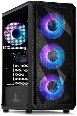 YEYIAN Gaming PC Tanto – Intel Core i5 12400F 4.4 GHz, GeForce RTX 4060 Gaming Desktop Computer, 1TB NVMe SSD, 16GB DDR5 4800MHz, Intel B760, 650W Gold PSU, 4 ARGB Fans, Win 11 Home, USB-C 3.2