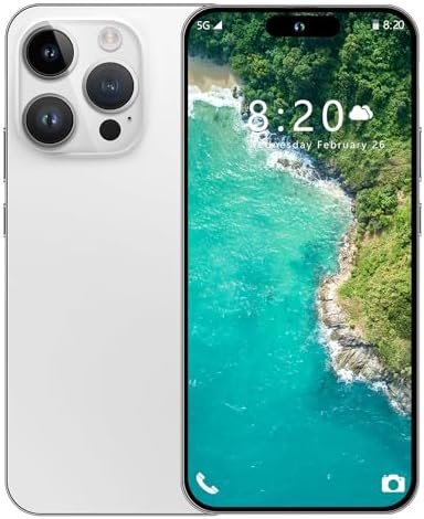 i15Pro Max Android 13 Smartphone 5G, Unlocked, 12GB RAM + 512GB, Expandable to 1TB, 6.8″ FHD Display, 6800mAh Battery – Dual SIM, 48+13MP Cameras (White)