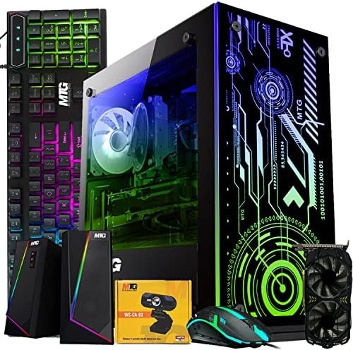 MTG Aurora 4C Gaming Tower PC- Intel Core i7 4th Gen, AMD RX 580 GDDR5 8GB 256bits Graphic, 16GB Ram, 512GB Nvme, RGB Bundle, Webcam, Win 10 Home