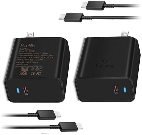 45W USB C Charger Samsung Super Fast Charger Type C for Samsung Galaxy S24 Ultra/S24/S24+/S23 Ultra/S23/S23+/S22 Ultra/S22+/Z Fold 4/Fold 5,S24 Ultra Type C Fast Charger & Fast Charging Cord,2 Pack