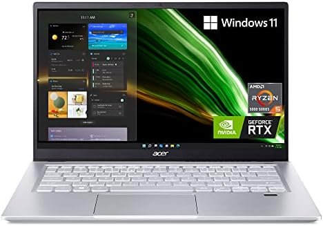 Acer Swift X SFX14-41G-R7YT Creator Laptop | 14″ Full HD 100% sRGB | AMD Ryzen 5 5600U | NVIDIA RTX 3050 Laptop GPU | 8GB LPDDR4X | 512GB NVMe SSD | Wi-Fi 6 | Backlit Keyboard | Windows 11 Home, Gold