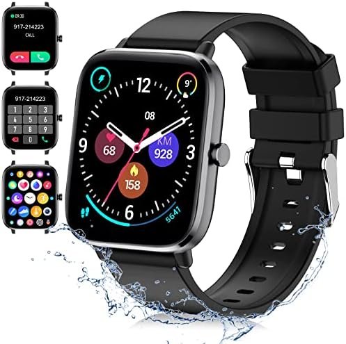 BYBUKCKR Smart Watch for iPhone/Android Phones (Answer/Make Calls) – 1.69″ HD Screen Fitness Tracker : Heart Rate/Sleep/Blood Oxygen/Steps, Multiple Sports Modes, Waterproof SmartWatch for Men Women