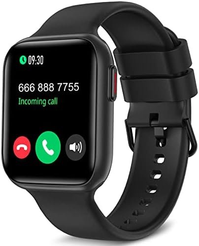 Bebinca Smart Watch, Fitness Tracker with Heart Rate Sleep Monitor, 1.7" Touch Screen [Answer/Make Call] AI Voice, IP68 Waterproof Compatible with iPhone Samsung Android Phone, Black