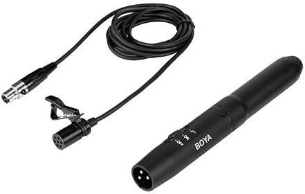Boya BY-M11OD Professional Omnidirectional XLR Lavalier Microphone for Interviews, Dialog & Instruments AA Battery or Phantom Powered, Black