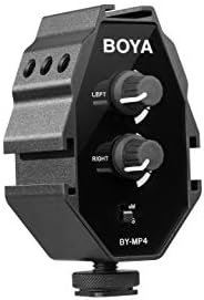 Boya by-MP4 2-Channel On-Camera Audio Adapter with 3X 3.5mm Inputs and 3.5mm TRS & TRRS Output Cables for DSLR, Mirrorless & Video Cameras or Smartphones & Tablets