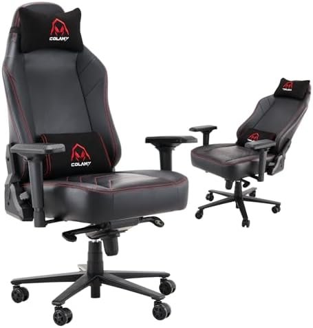 COLAMY Big and Tall Gaming Chair 350lbs-Racing Style Computer Gamer Chair,Ergonomic Office PC Chair with Thick Seat, Reclining Back, 4D Armrest, Original 91306-Black