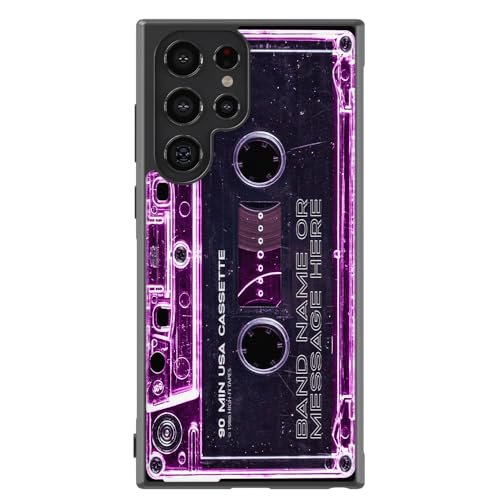 Cassette Tape Clear Pink Personalized Black Rubber Phone Case Compatible With Samsung Galaxy S24 S24+ S24 Ultra S23 FE S23+ Ultra S22 S22+ S21 S21FE S21+ S20FE Note 20 S10