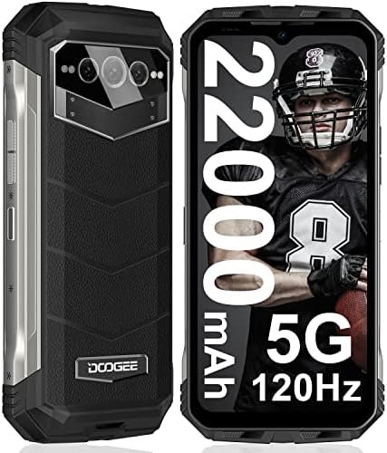 DOOGEE V MAX (2023) 5G Rugged Smartphone, 22000mAh 20GB+256GB Android 12 Phones Unlocked, 120Hz 6.58″ Rugged Cell Phone, Dual Hi-res Speakers, 108MP Main Camera, Night Vision, NFC, OTG