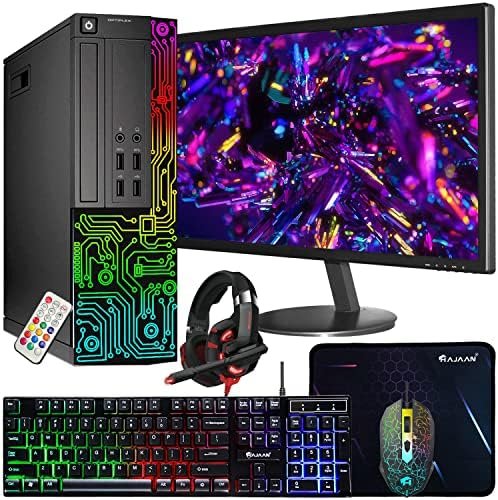 Dell OptiPlex Desktop RGB Computer PC, Intel i5 Quad-Core Processor, 16GB RAM, 512GB SSD, 24 Inch HDMI Monitor, RGB Keyboard Mouse and Headset, WiFi, Windows 10 Pro (Renewed)