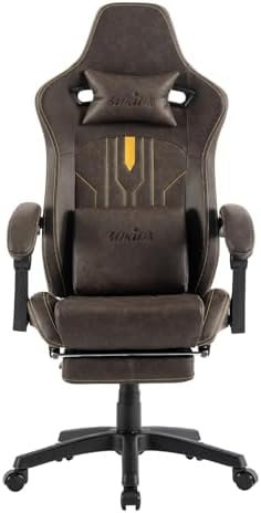 Gaming Chair with Footrest Ergonomic Computer Chair Massage Lumbar Cushion, Racing Video Game Chair Adjustable Rocker Recliner Executive Office Desk Chair Pu Leather for Adults