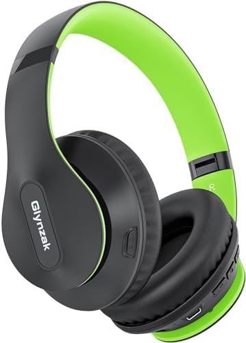 Glynzak Wireless Bluetooth Headphones Over Ear, 65H Playtime HiFi Stereo Headset with Microphone and 6EQ Modes Foldable Bluetooth V5.3 Headphones Wireless for Travel, Computer Laptop (Green), WH207A