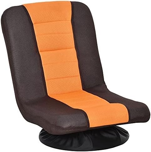 HOMCOM 360 Degree Swivel Video Gaming Chair, Folding Floor Sofa 5-Position Adjustable Lazy Chair, Orange