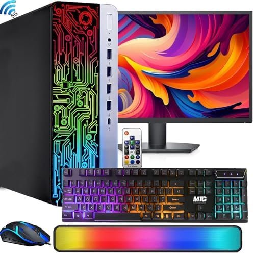 HP ProDesk Desktop RGB Computer PC Intel i5-6th Gen. Quad-Core Processor 16GB DDR4 Ram 256GB SSD, 22 Inch Monitor, Gaming Keyboard and Mouse, Built-in WiFi, Win 10 Pro (Renewed)