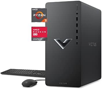HP Victus 15L Gaming Desktop Computer Bundle PC, AMD Ryzen 3 Processor, 8 GB SDRAM, 256 GB SSD, Windows 11 Home OS, Surround Sound, Wi-Fi 6 and Bluetooth (TG02-0110, 2022)
