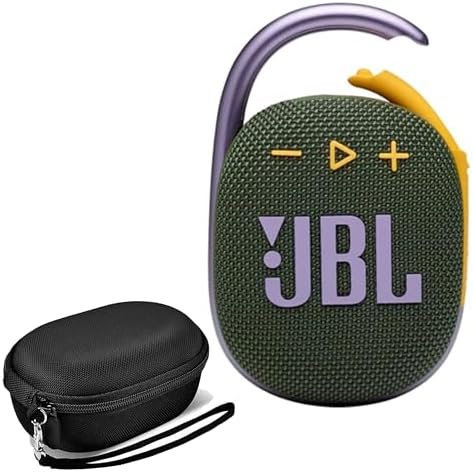 JBL Clip 4 Waterproof Bluetooth Speaker with GO Deluxe Carrying Case Bundle – Green