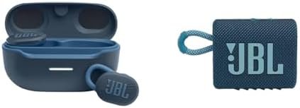 JBL Endurance Race Waterproof True Wireless Active Sport Earbuds, with Microphone & Go 3: Portable Speaker with Bluetooth, Builtin Battery, Waterproof and Dustproof Feature